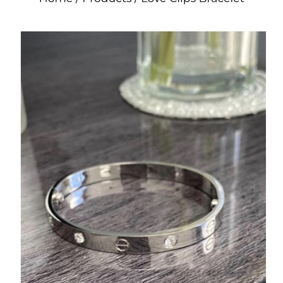 Love Luxury Platinum Bangle Bracelet Screw with Stones Silver Luxury - Picture 7 of 8